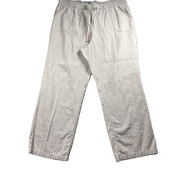 Cato Linen Pants Pull On Elastic Waist Pockets Beachy Coastal Olive XL D184 - Picture 1 of 11